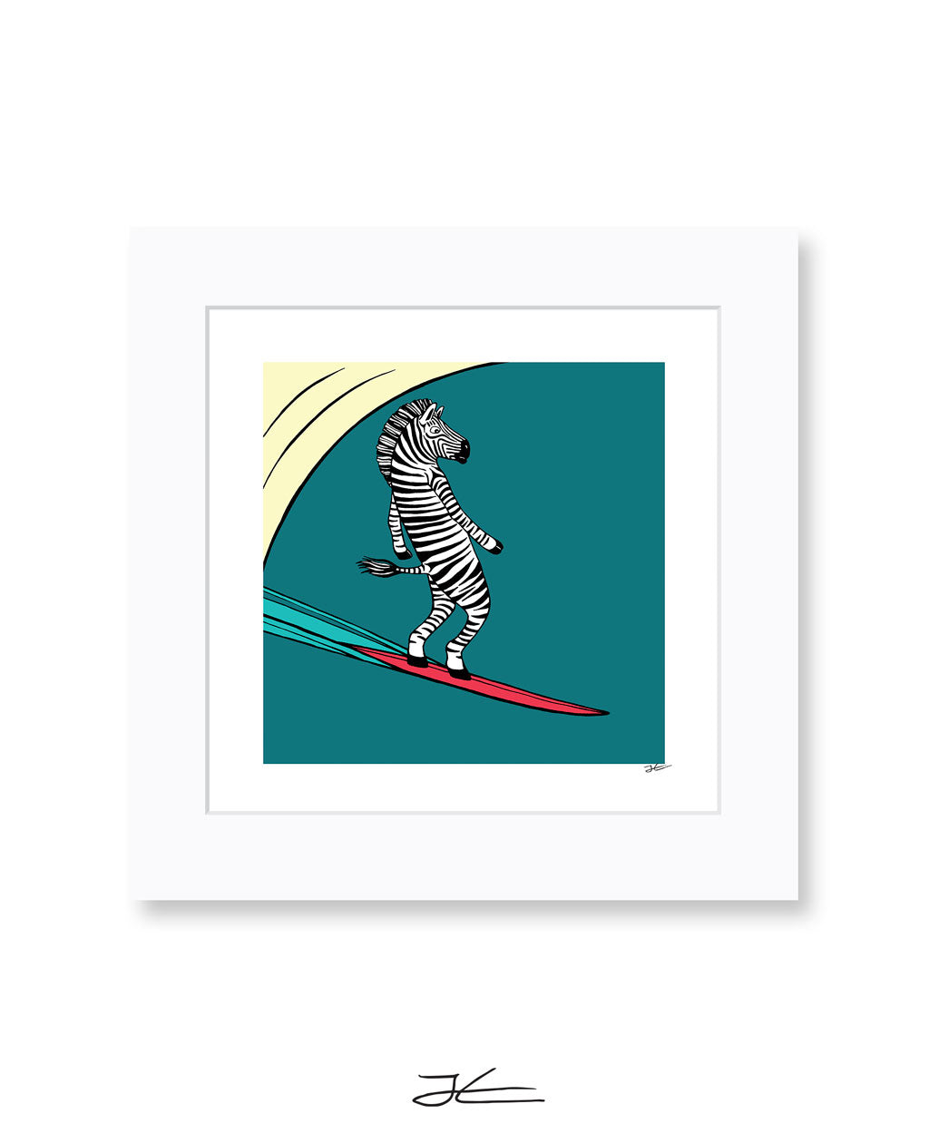 Surfing Zebra - Print/ Framed Print