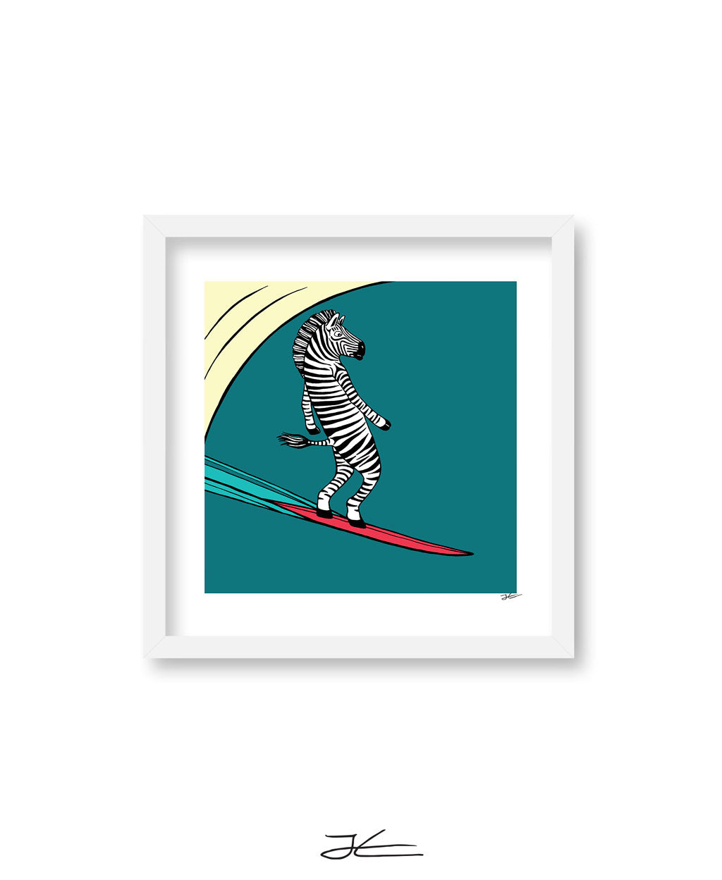 Surfing Zebra - Print/ Framed Print