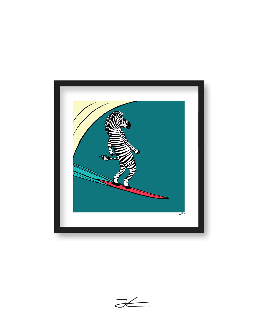 Surfing Zebra - Print/ Framed Print