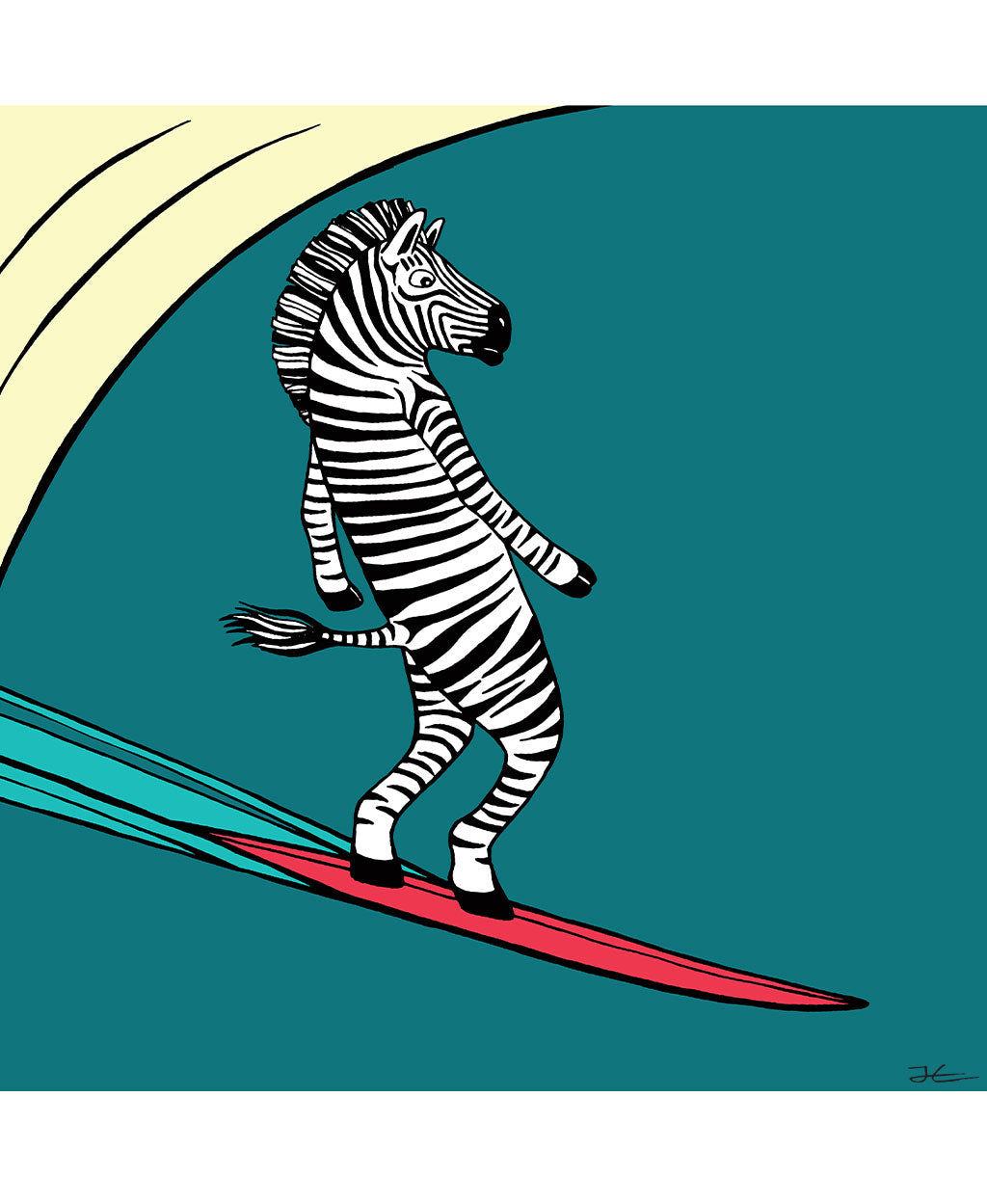 Surfing Zebra - Print/ Framed Print