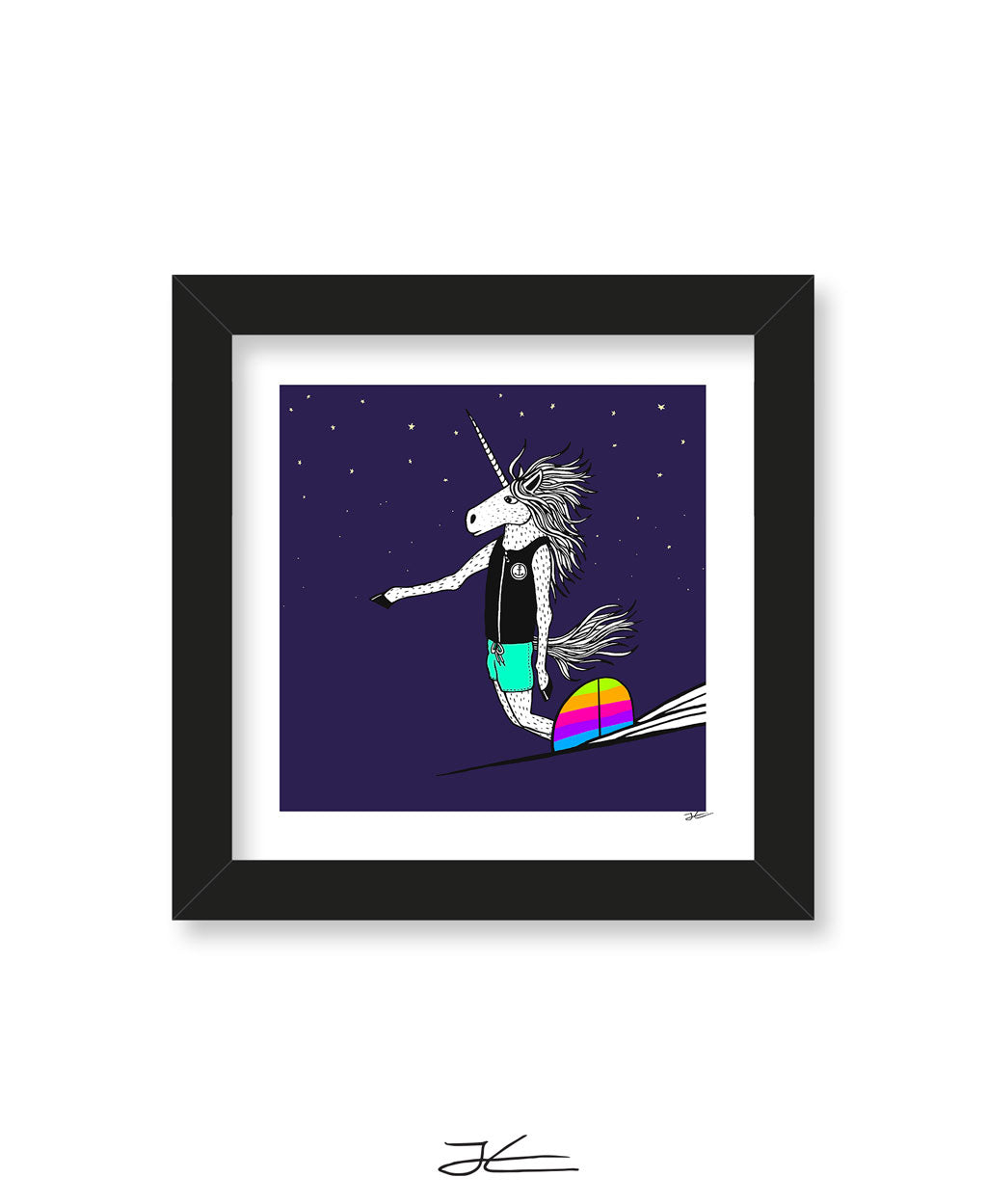 Surfing Unicorn - Print/ Framed Print