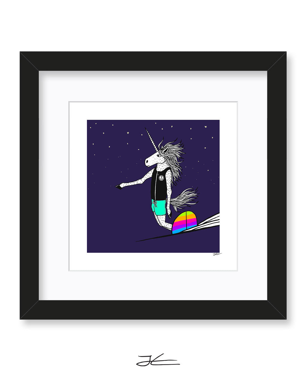 Surfing Unicorn - Print/ Framed Print