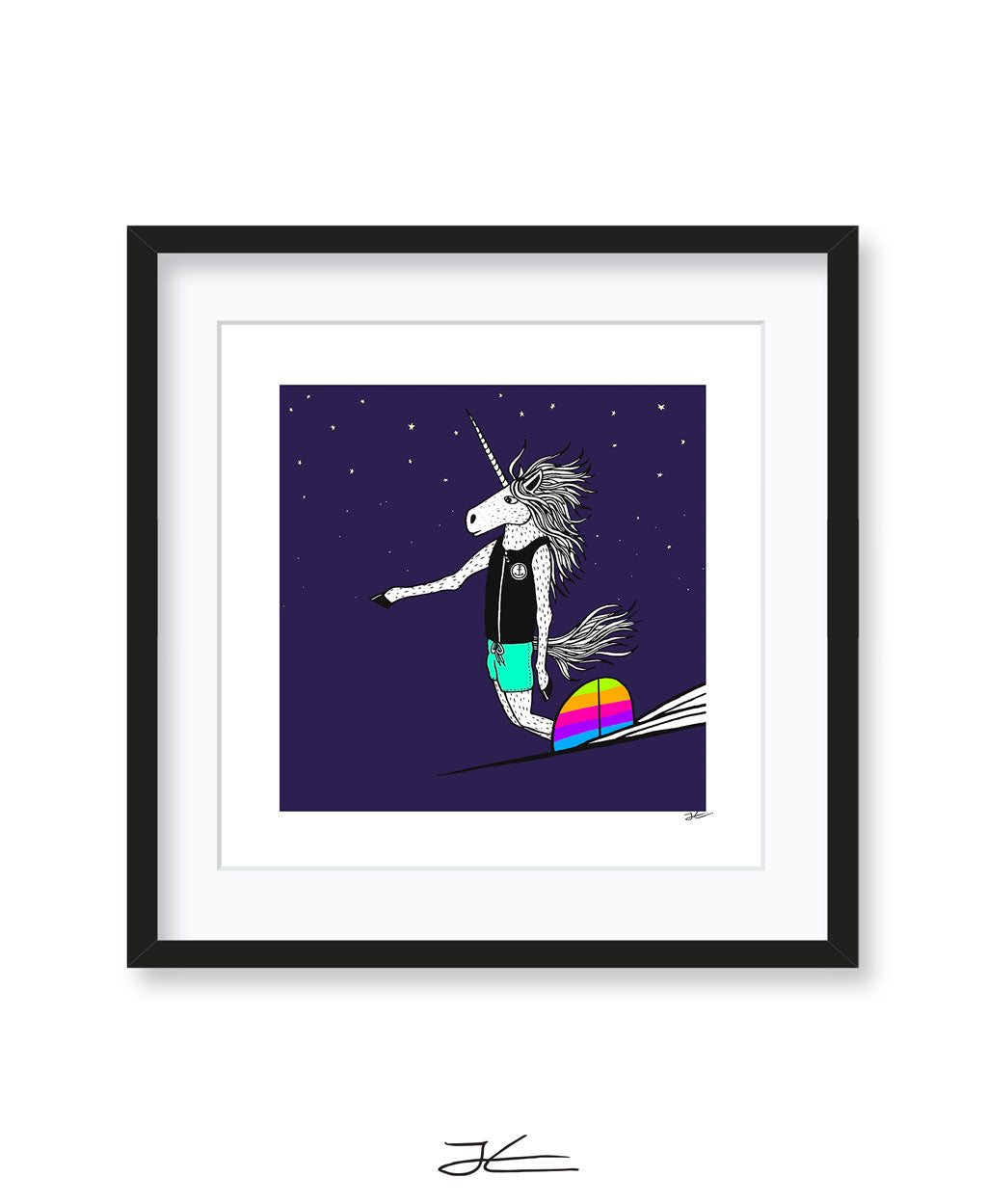 Surfing Unicorn - Print/ Framed Print