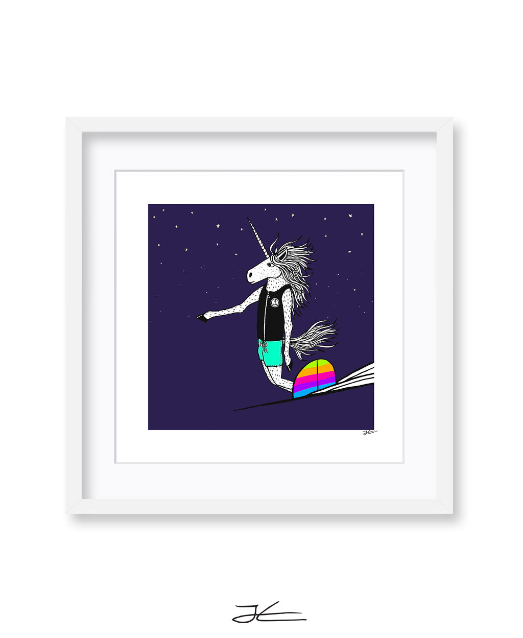 Surfing Unicorn - Print/ Framed Print