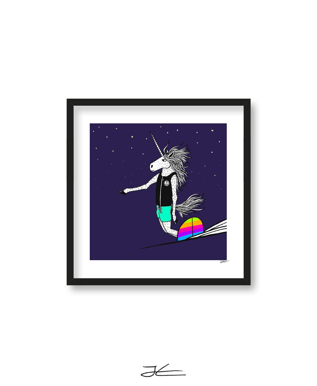 Surfing Unicorn - Print/ Framed Print