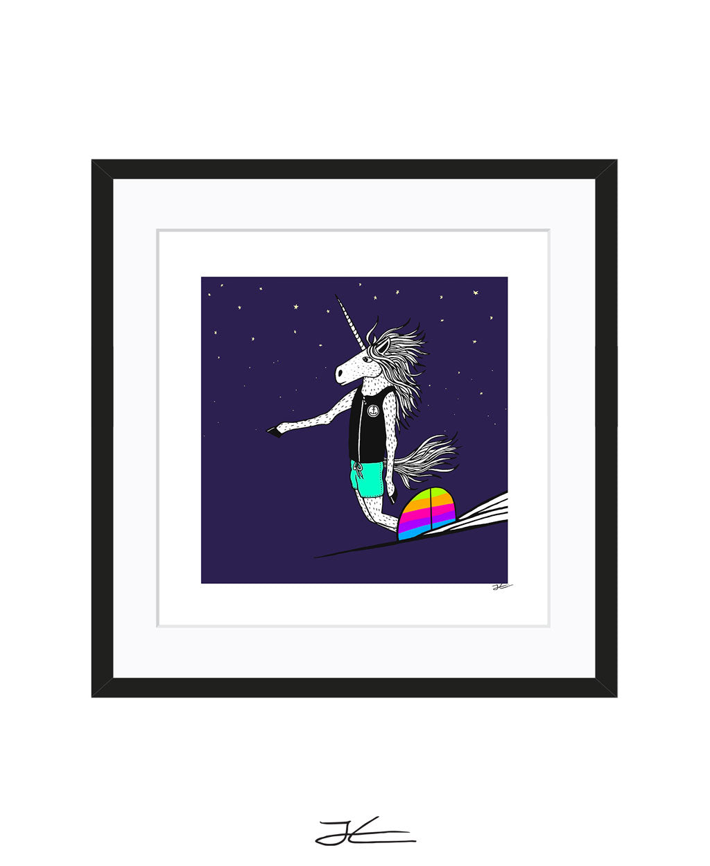 Surfing Unicorn - Print/ Framed Print