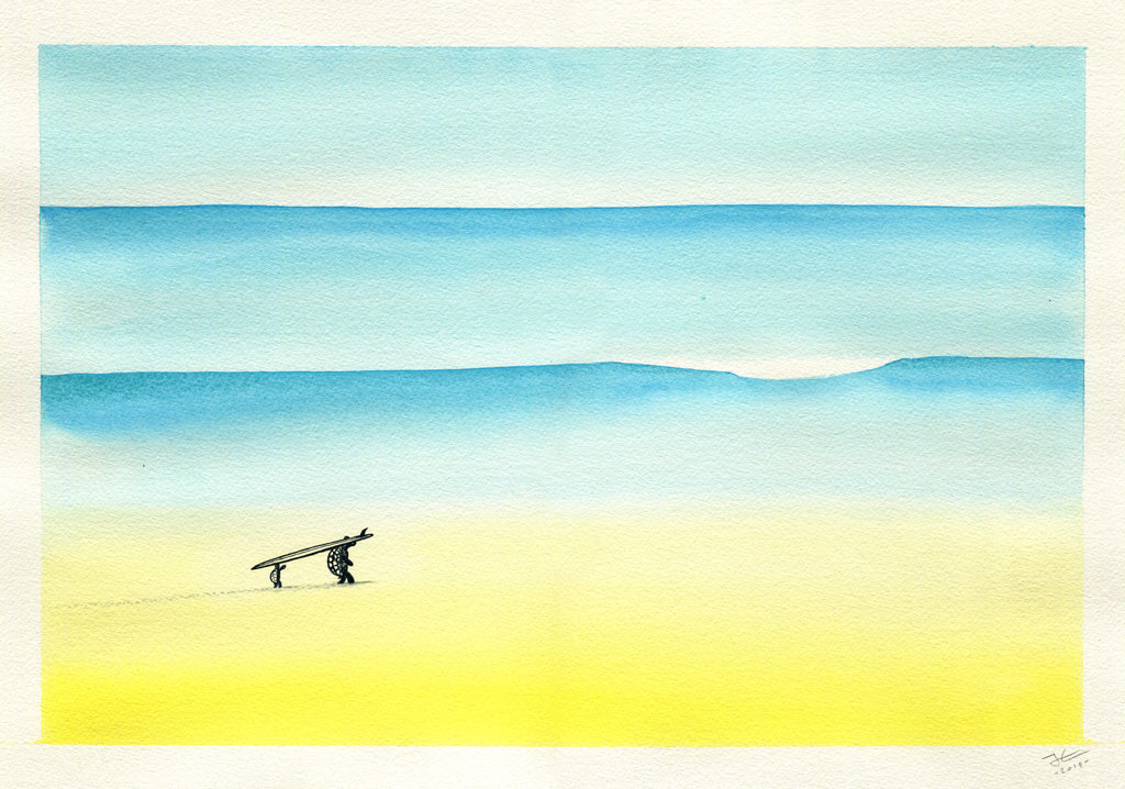 Turtle Surf School. Original signed & framed illustration - SOLD OUT