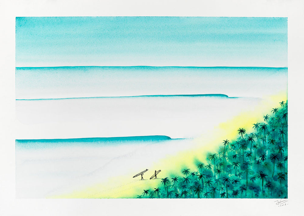 Two Surfers. Original signed illustration - SOLD OUT