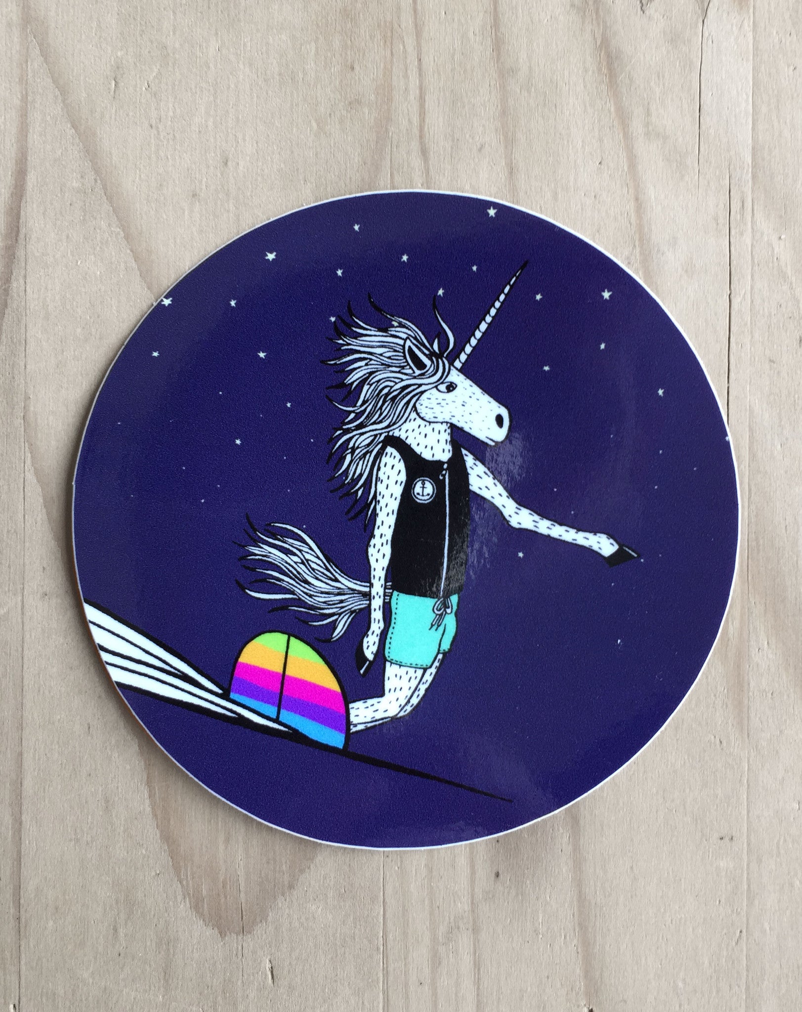 Surfing Unicorn Sticker (3 Stickers)
